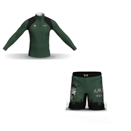 Ambush Wrestling NC Quarter Zip & Fight Short Combo