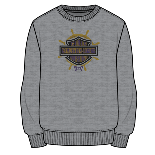 Camdenton Lakers-Girls Wrestling Custom Sublimated Decal Grey Crewneck