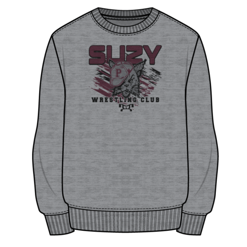 Suzy Wrestling Club Custom Sublimated Decal Grey Crewneck 2025