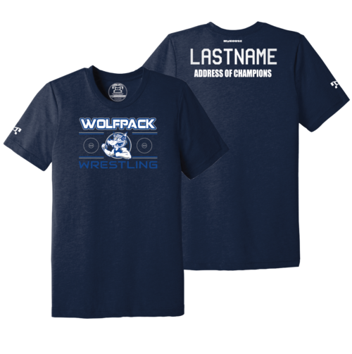 VT Wolfpack Wrestling Club Navy Address Of Champions Heat Press T Shirt