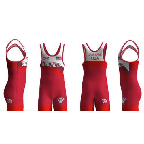 Ground Up wrestling red freestyle Men's Singlet