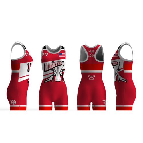 Munster Wrestling Red  Freestyle Women's Custom Singlet