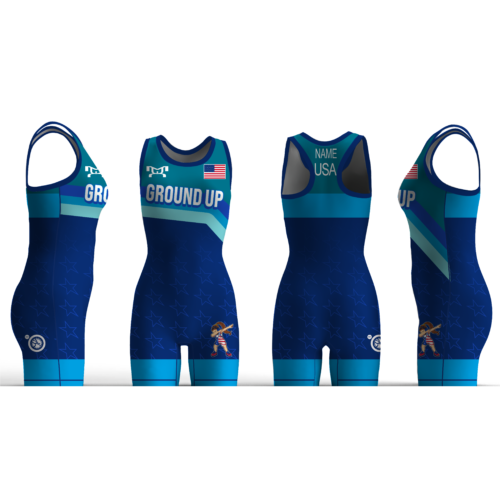 Ground Up wrestling blue freestyle Women's Custom Singlet