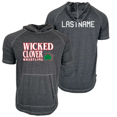 Wicked Clover Wrestling Custom Heat Press Short Sleeve Hoodie T-Shirt