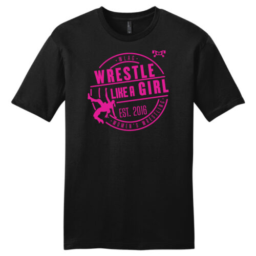 WRESTLE LIKE A GIRL Cancer Pink BLACK Heat Press T Shirt