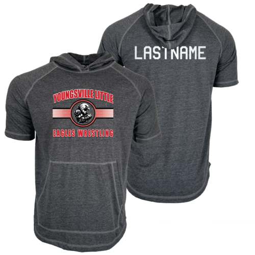 Youngsville Little Eagles Wrestling Custom Heat Press Short Sleeve Hoodie T-Shirt