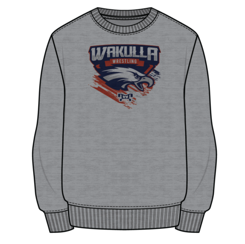 Wakulla Wrestling Custom Sublimated Decal Grey Crewneck