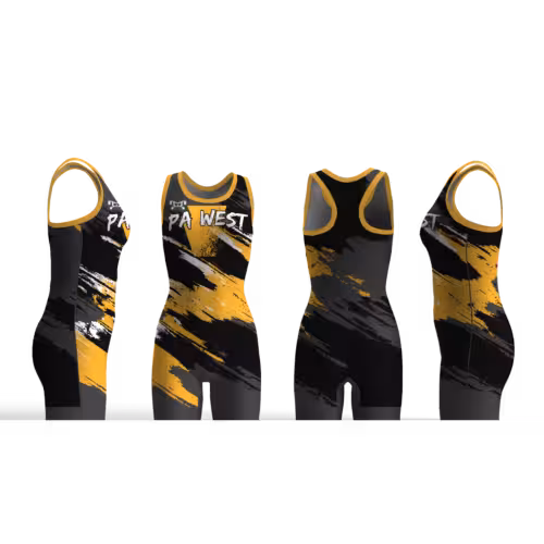 PA WEST WOMENS WRESTLING Athletic Gold No Stripe Women's Custom Singlet